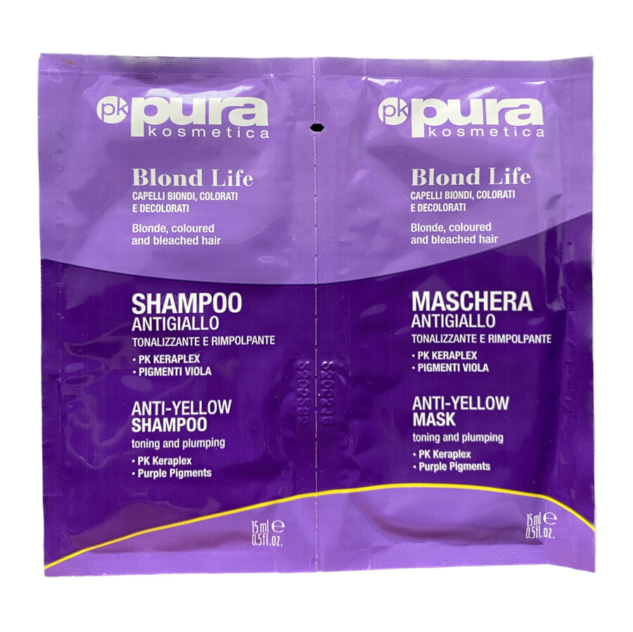 Pura Kosmetica Blond Life Shampoo 15ml and Mask 15ml Travel pack 2